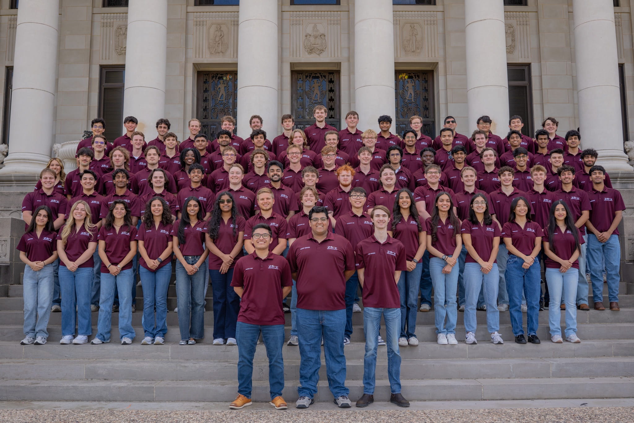 The entire Texas A&M Formula Electric team posing.